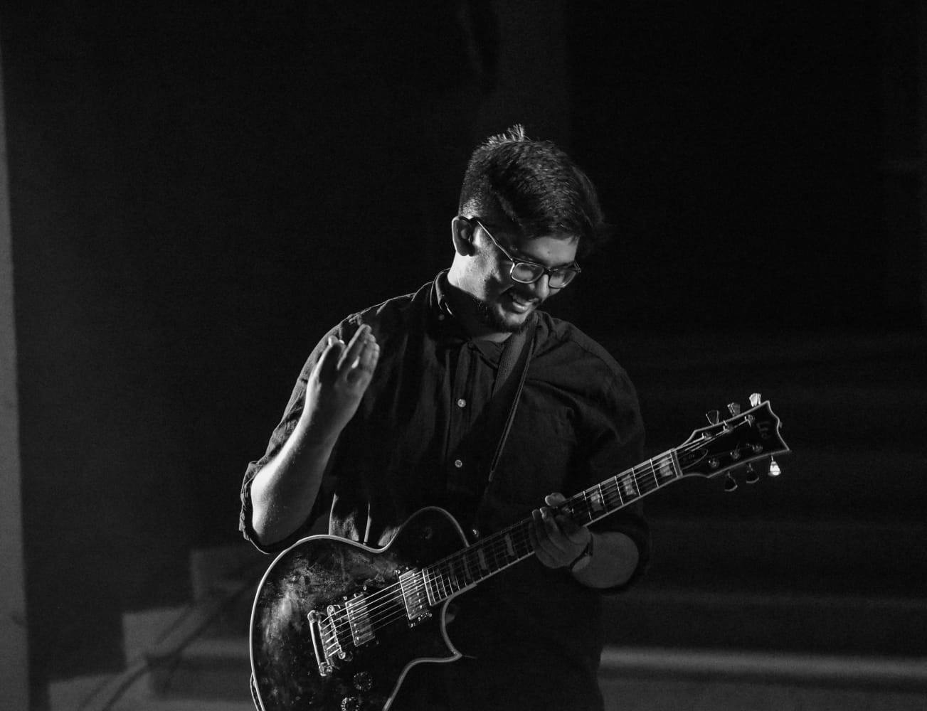 A close-up of a guitar